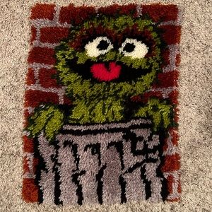Vintage 1979 Oscar The Grouch Latch Hook Rug